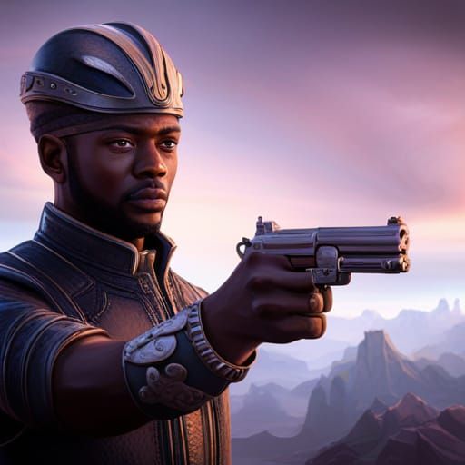 Black person sticking out the middle fingers with a gun