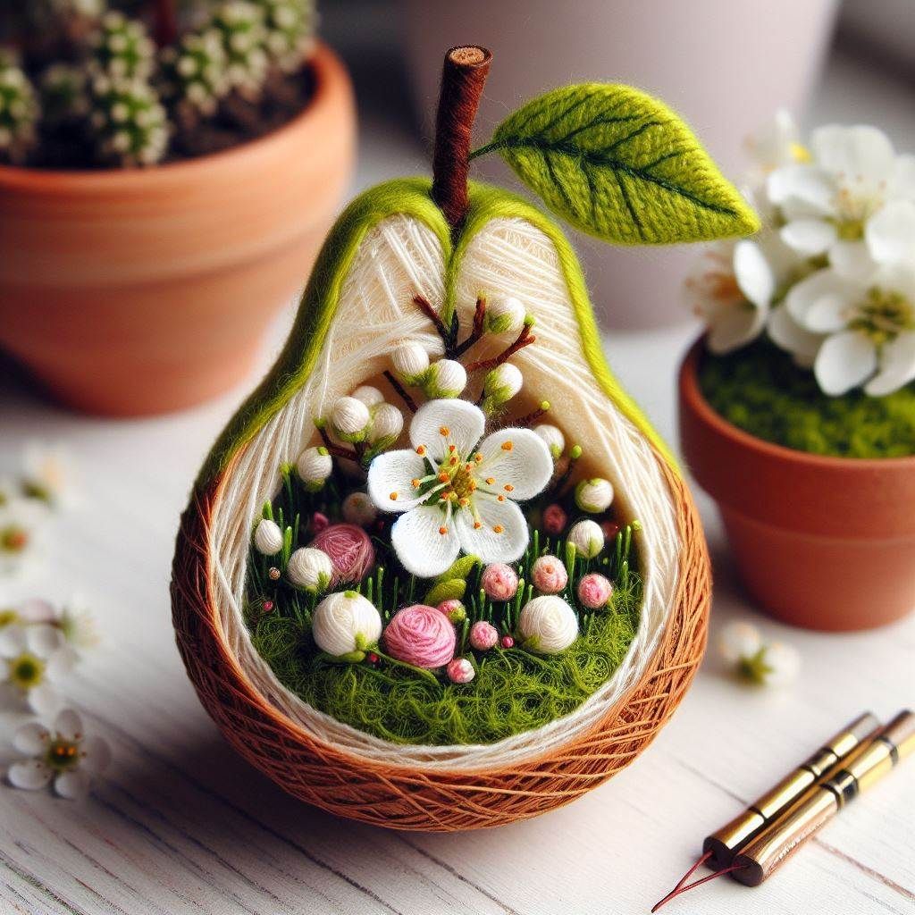 A garden in a stumpwork pear