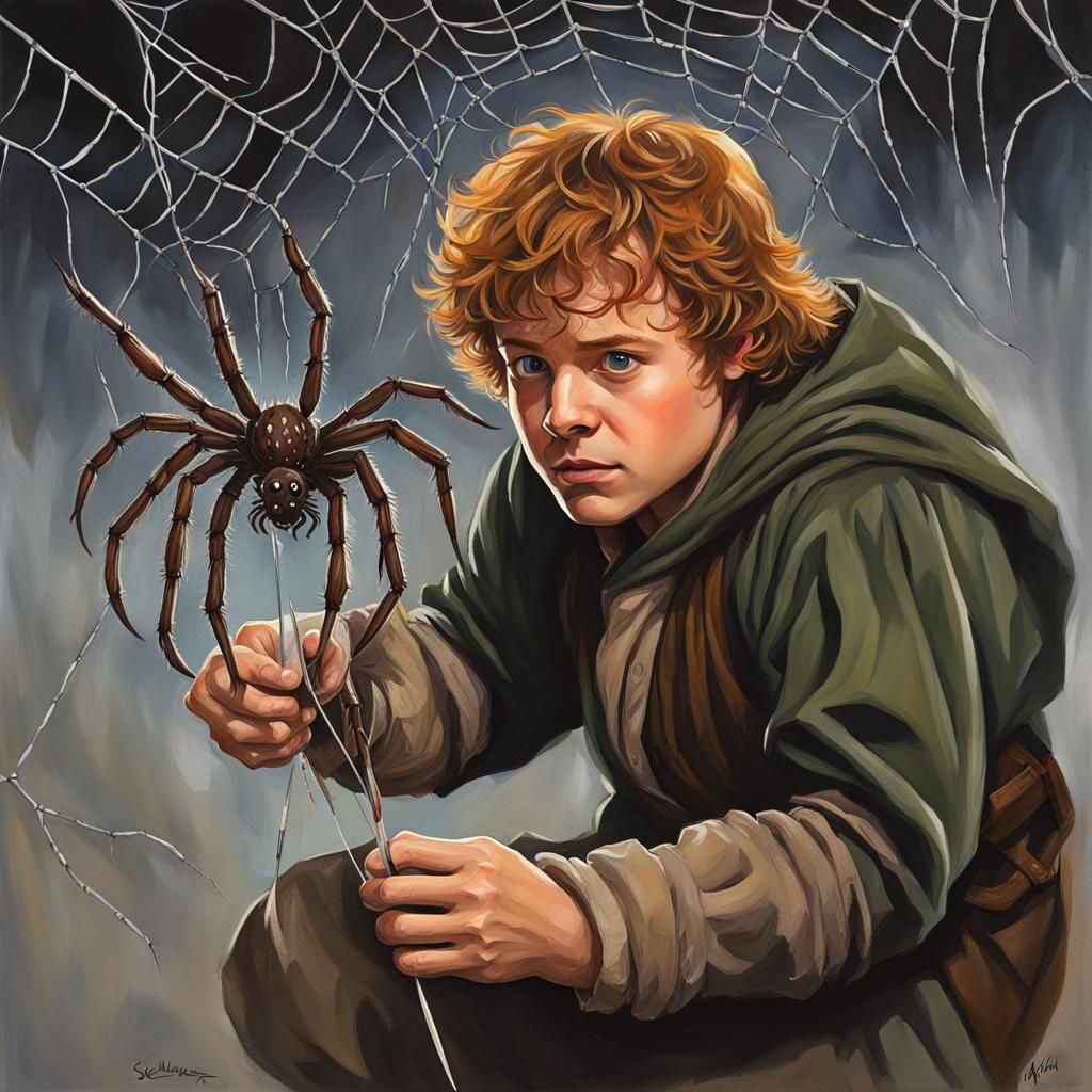 ...Samwise skewers stinging spider Shelob...