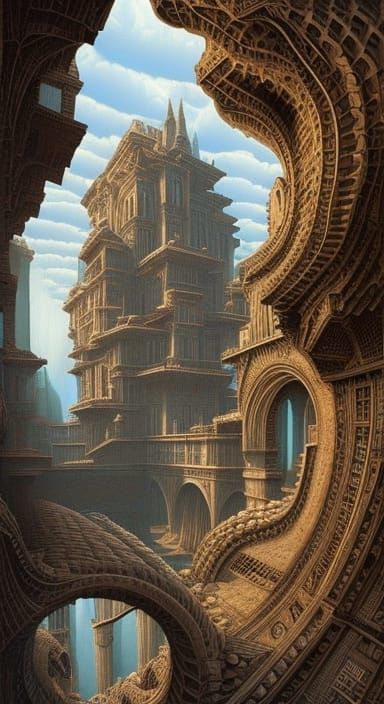 Winding architecture - AI Generated Artwork - NightCafe Creator