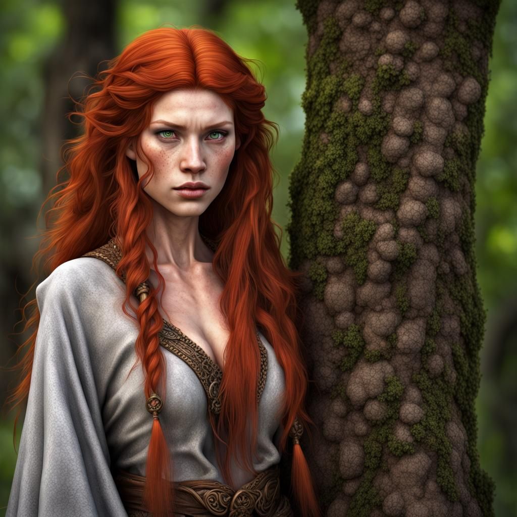 Young red head witch and druid