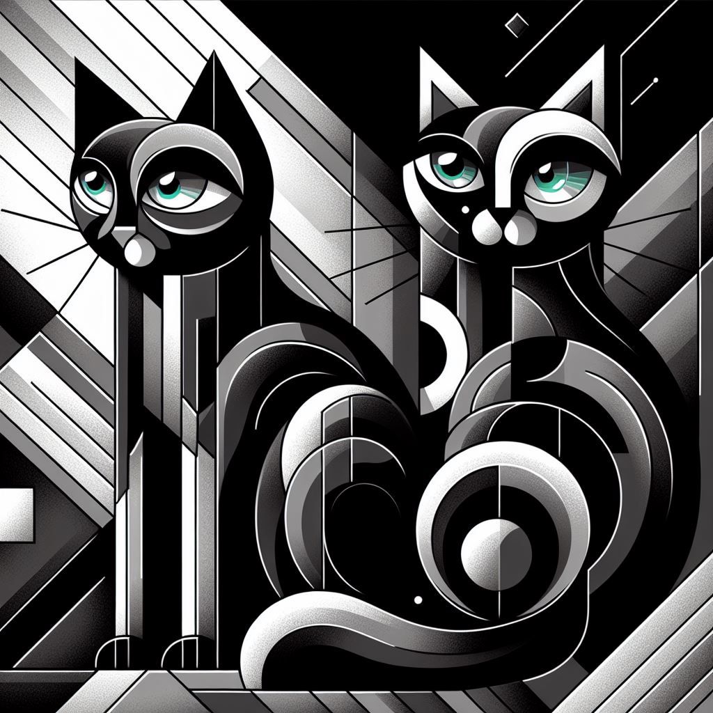 Black and white cubism cats
