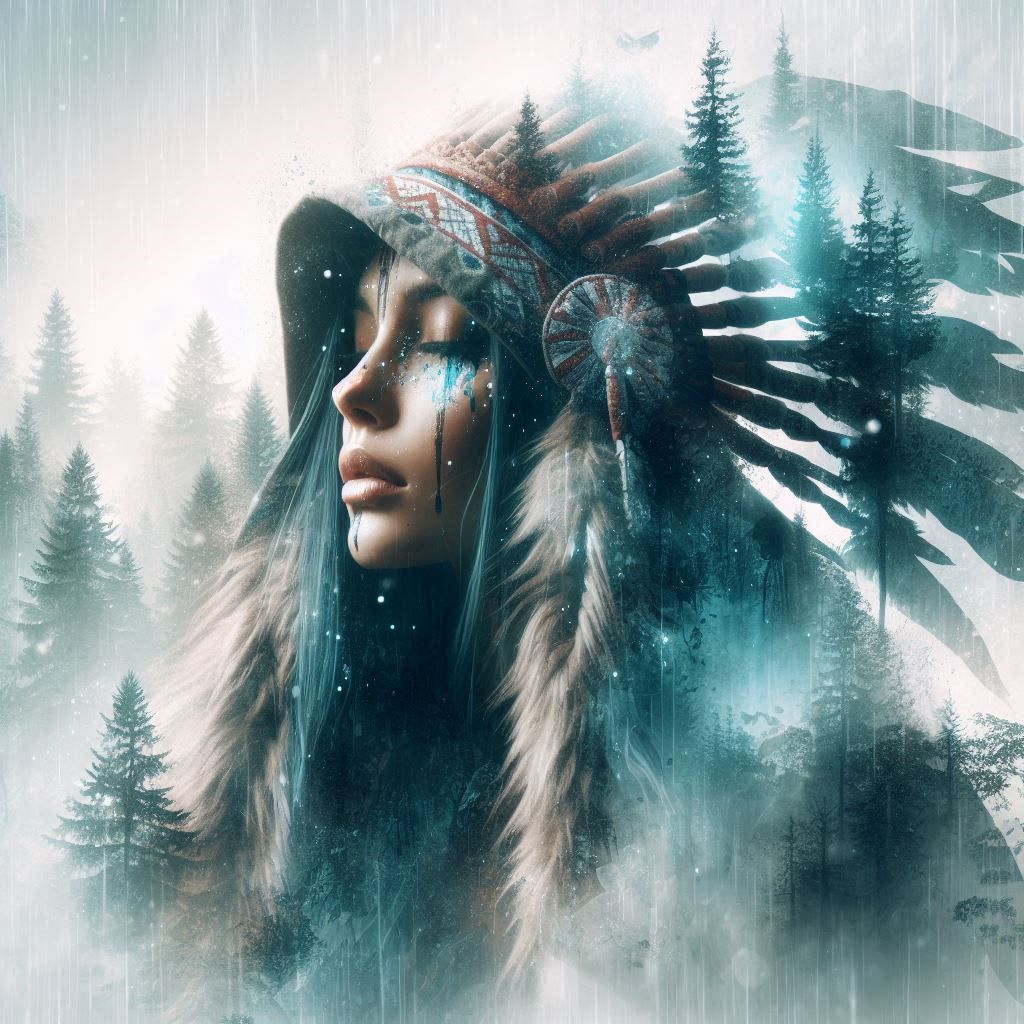 double exposure beautiful fantasy DALL-E 3 portrait landscape..