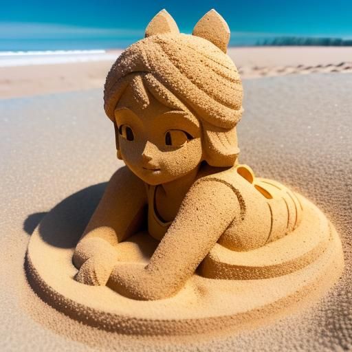 Sand sculpture of a girl