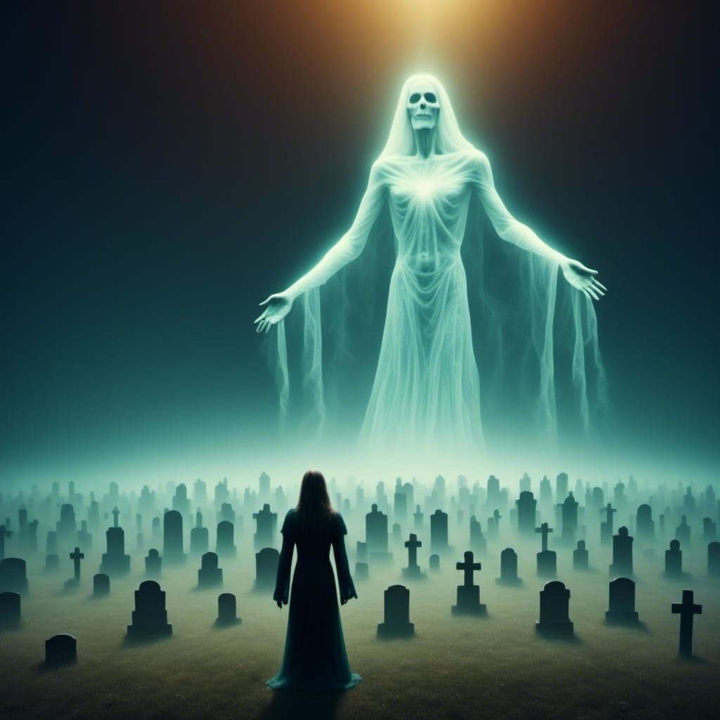 Bioluminescent Ghost Rises from Android, Digital Art