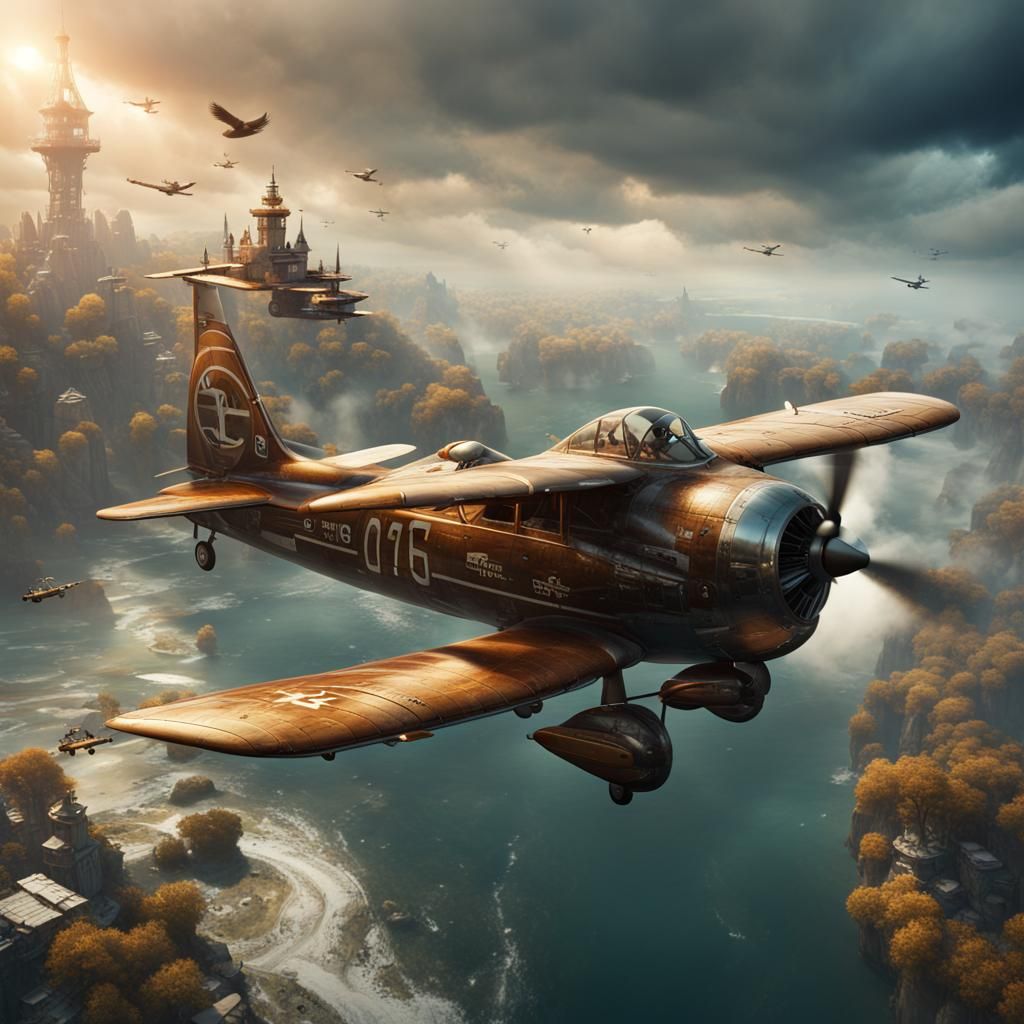 A duck pilot flying a airplane
