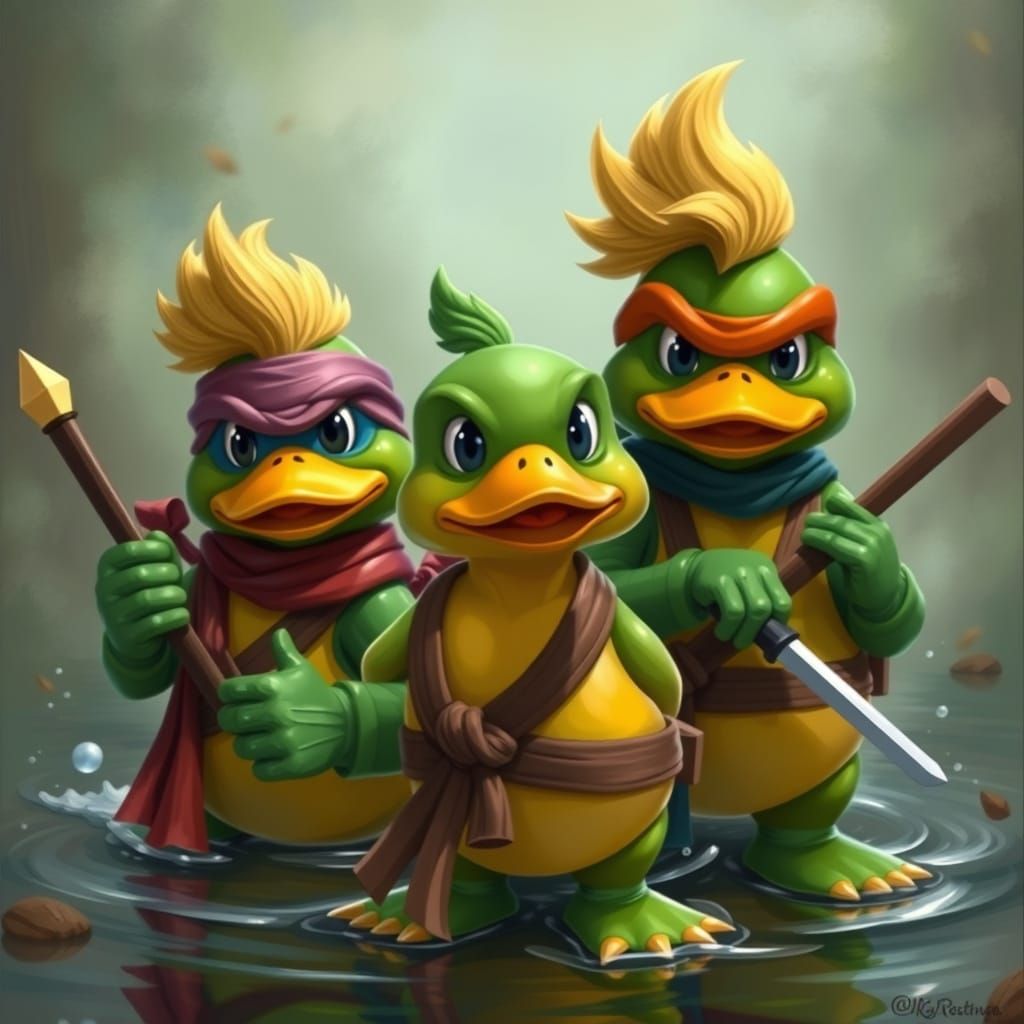 Turtle-Inspired Teenage Mutant Ninja Ducks Unite