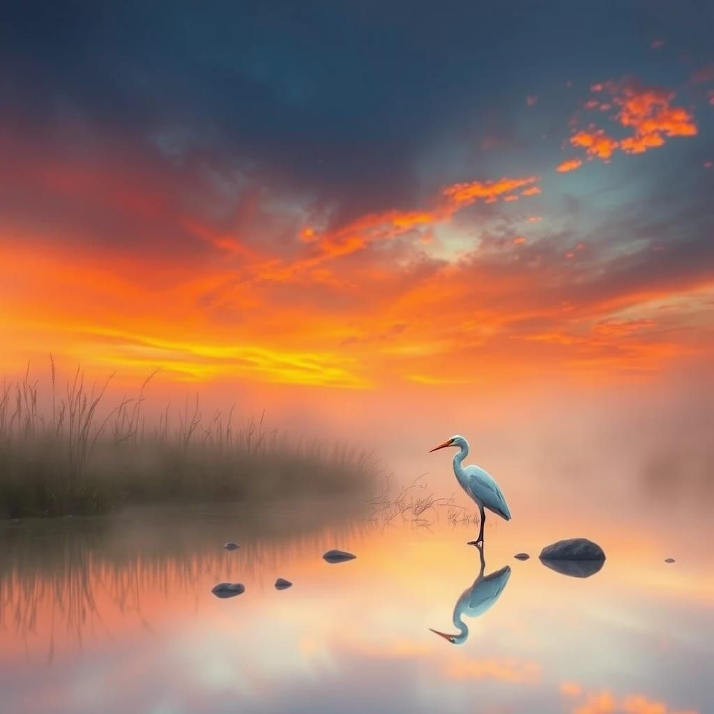 White-Heron Reflections