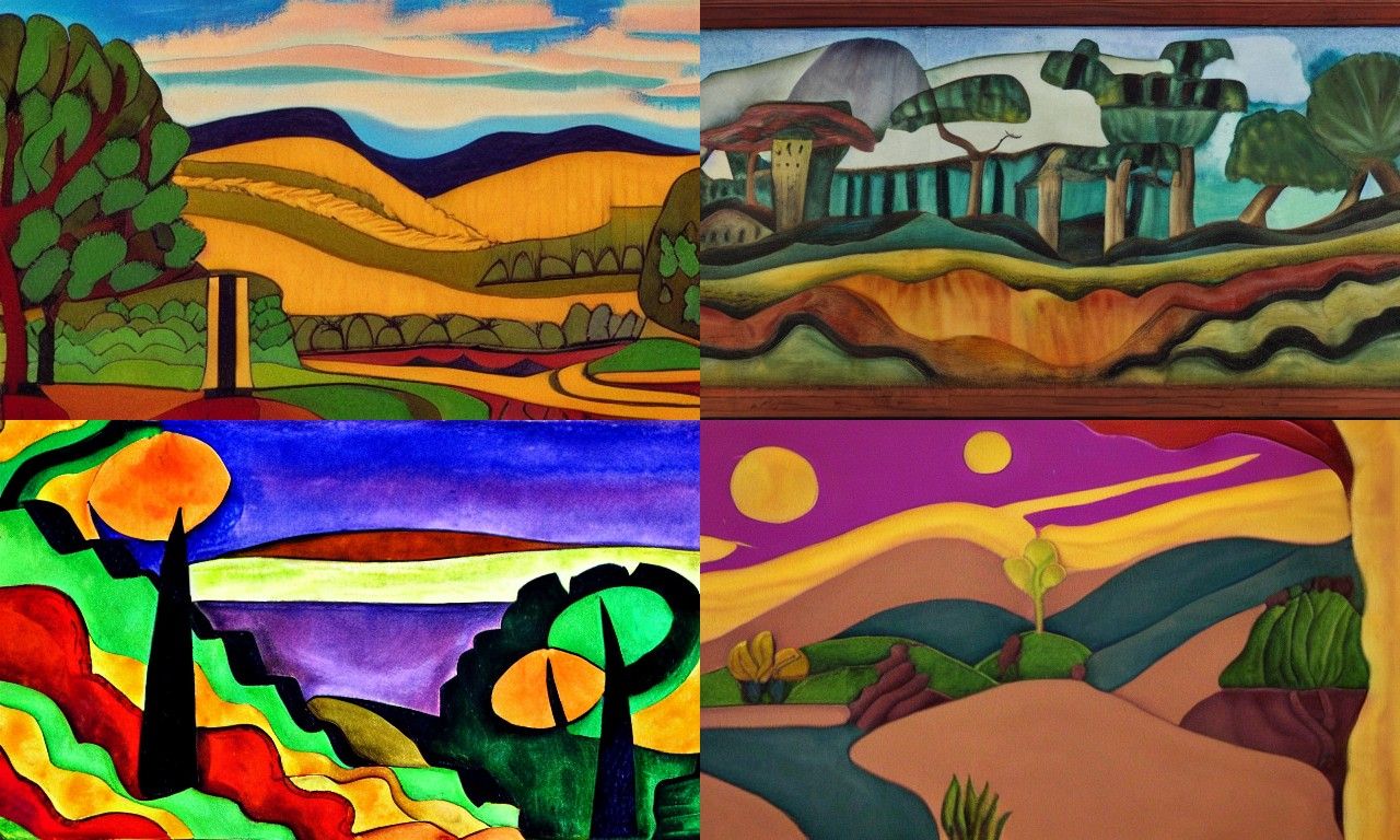 Landscape in the style of Harlem Renaissance