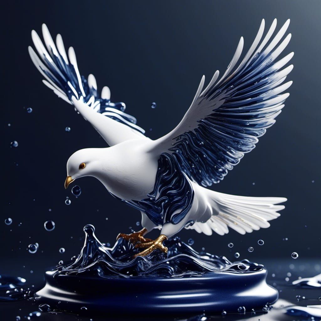 Dove on Melting Liquid Metal Pedestal