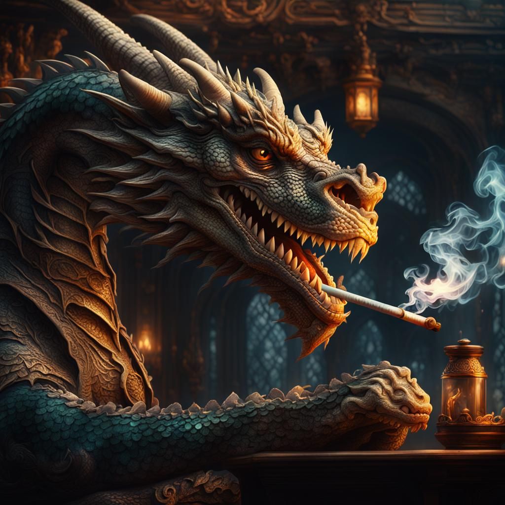 dragon smoking a joint