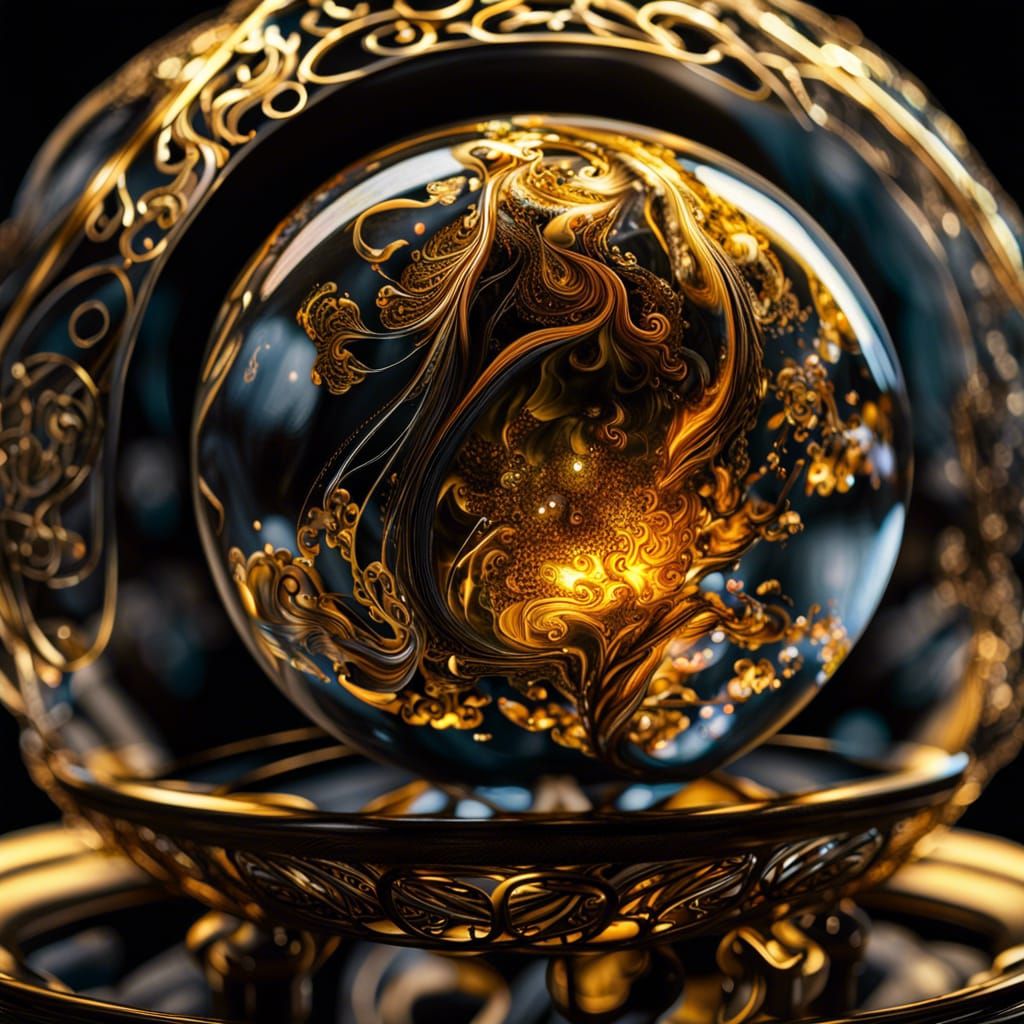 Glass orb with gold filigree  by @KansAI