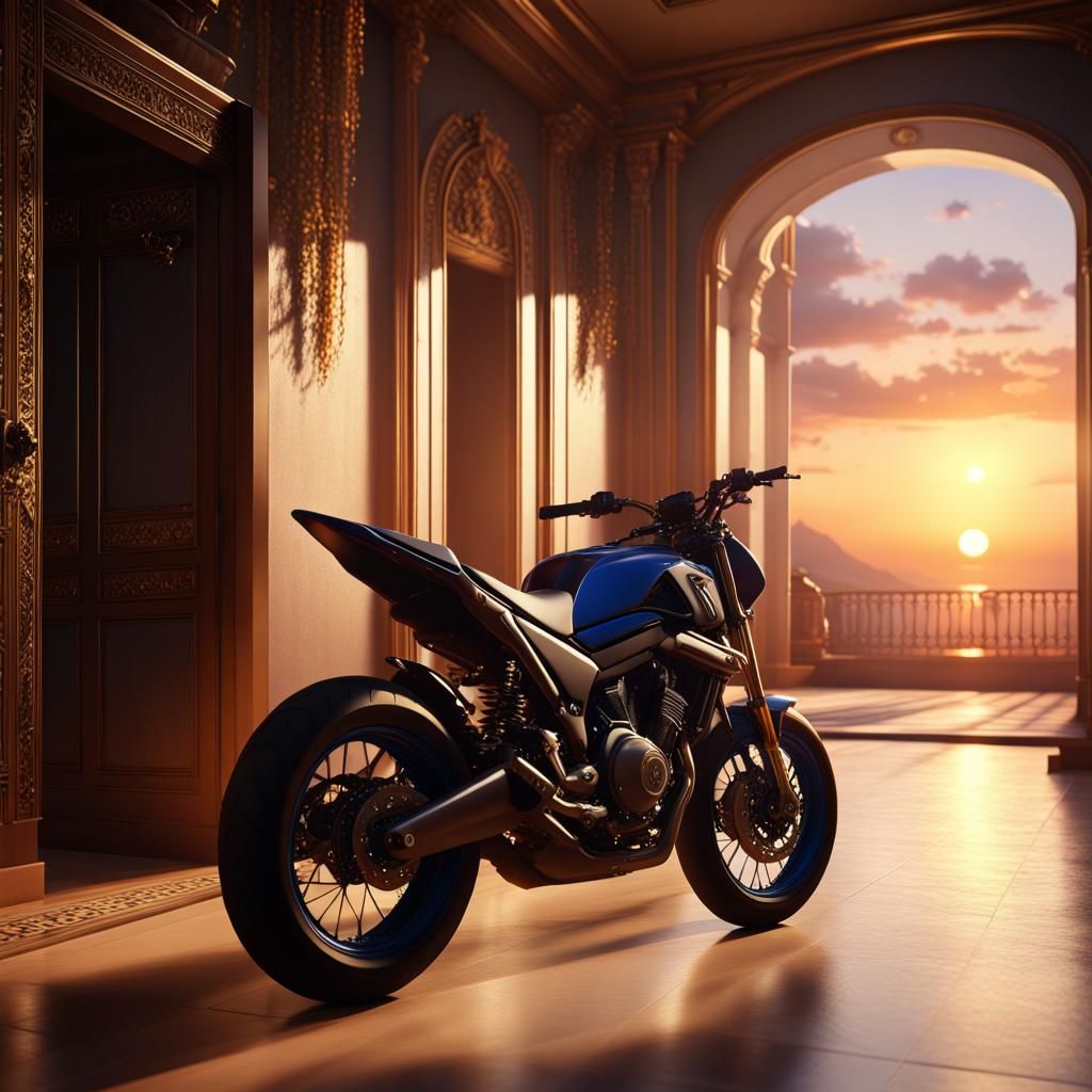  yamaha 450 cc in luxury hallway with sunset 