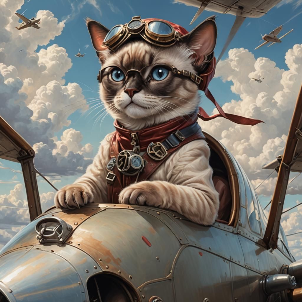 professional fantasy digital painting of a Siamese cat chara...