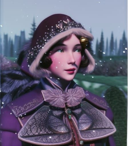 "Fractal diffusion;,by ultra detailed; Christmas, snow, cute...