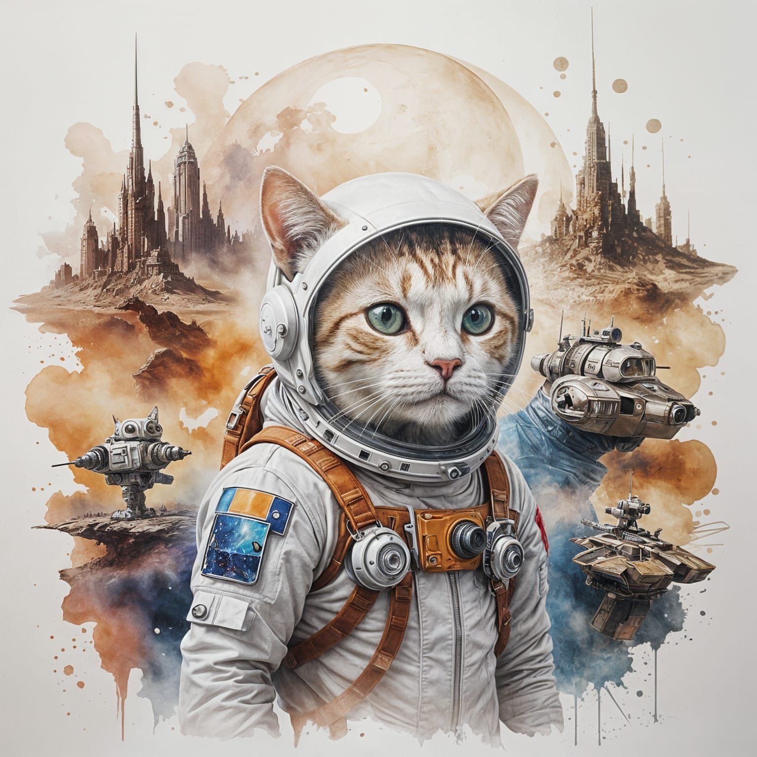 Futuristic cat on Mars. חתול עתידני על מאדים  by @PLONY