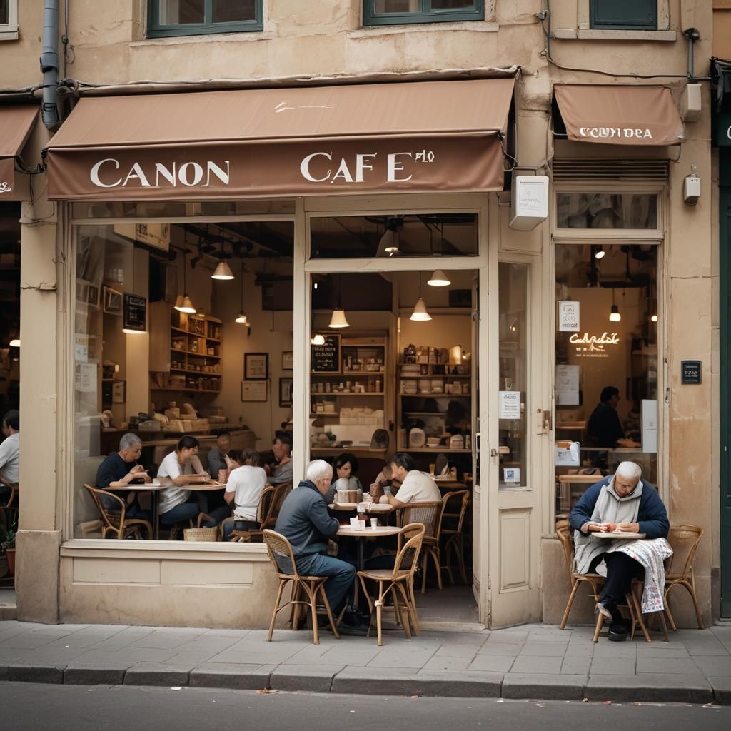 storefront from neutral view of a simple cafe 