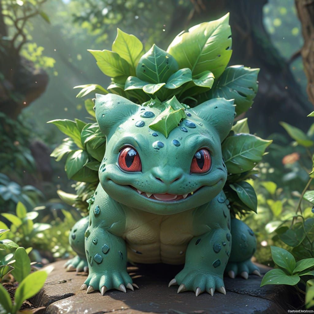 anime | pokemon bulbasaur | By artist "anime", 3d anime art, inspired by WLOP, Artstation, #genshinimpact ...  by @S3d8T