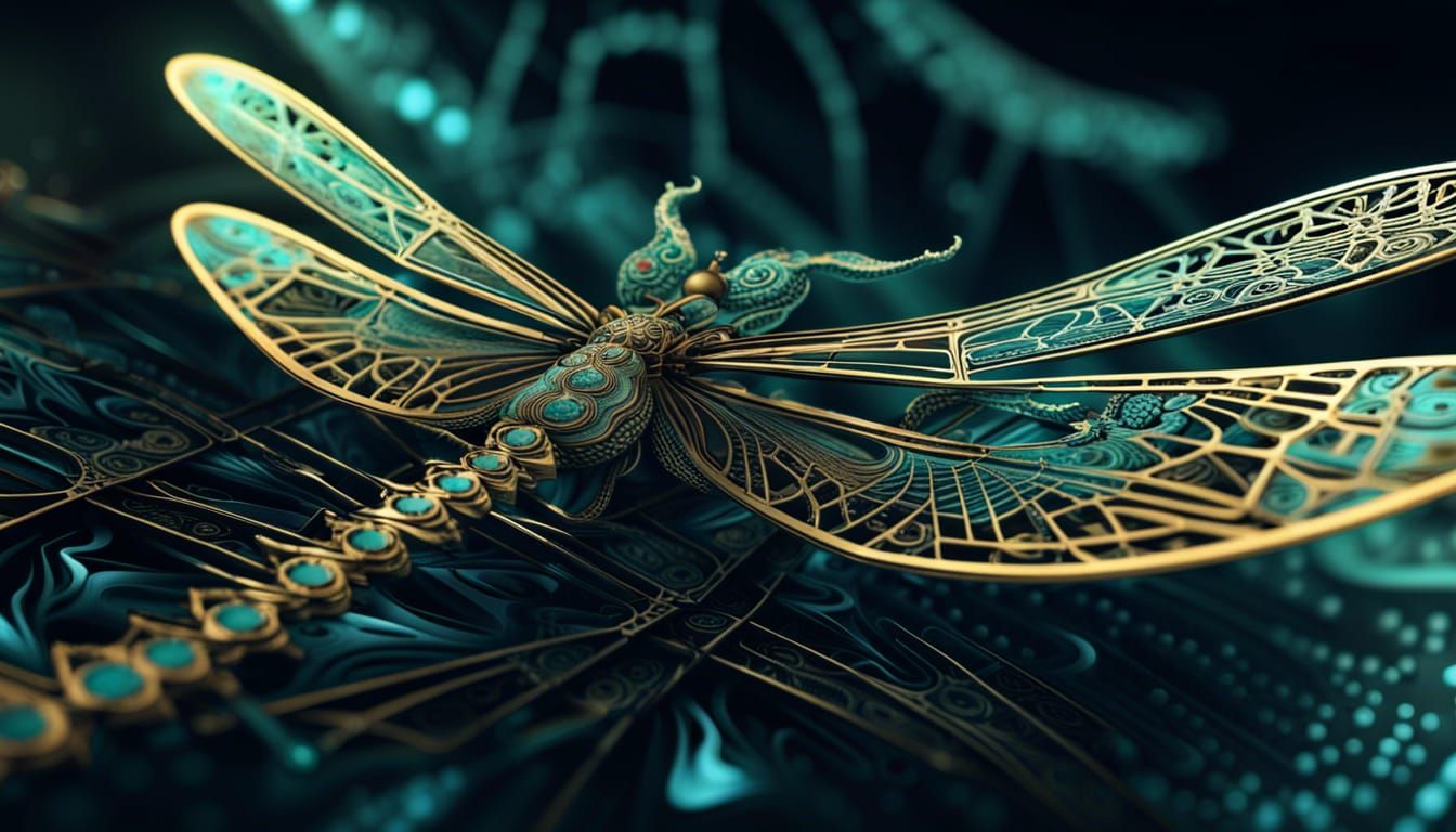 fractal dragonfly | sacred geometry | neurographic art | fractal | filligree | spirals | mandelbrot | ...  by @B3m1ndF00L3D