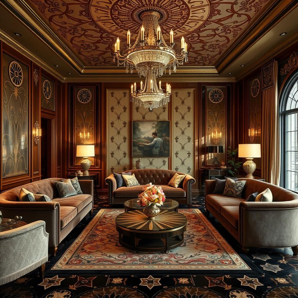 Luxury living room in 1920s  by @Stellastra