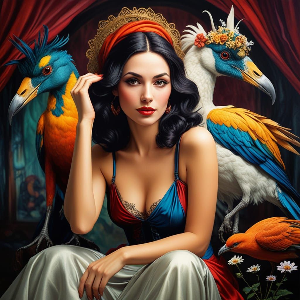 Gothic Lady in Vibrant Colors, Inspired by Fine Art