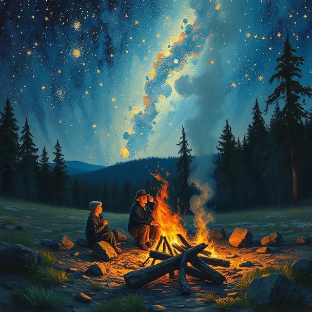 Stargazing beside a crackling bonfire.