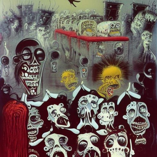 A perfect complete masterpiece painting of a dead parade by ...