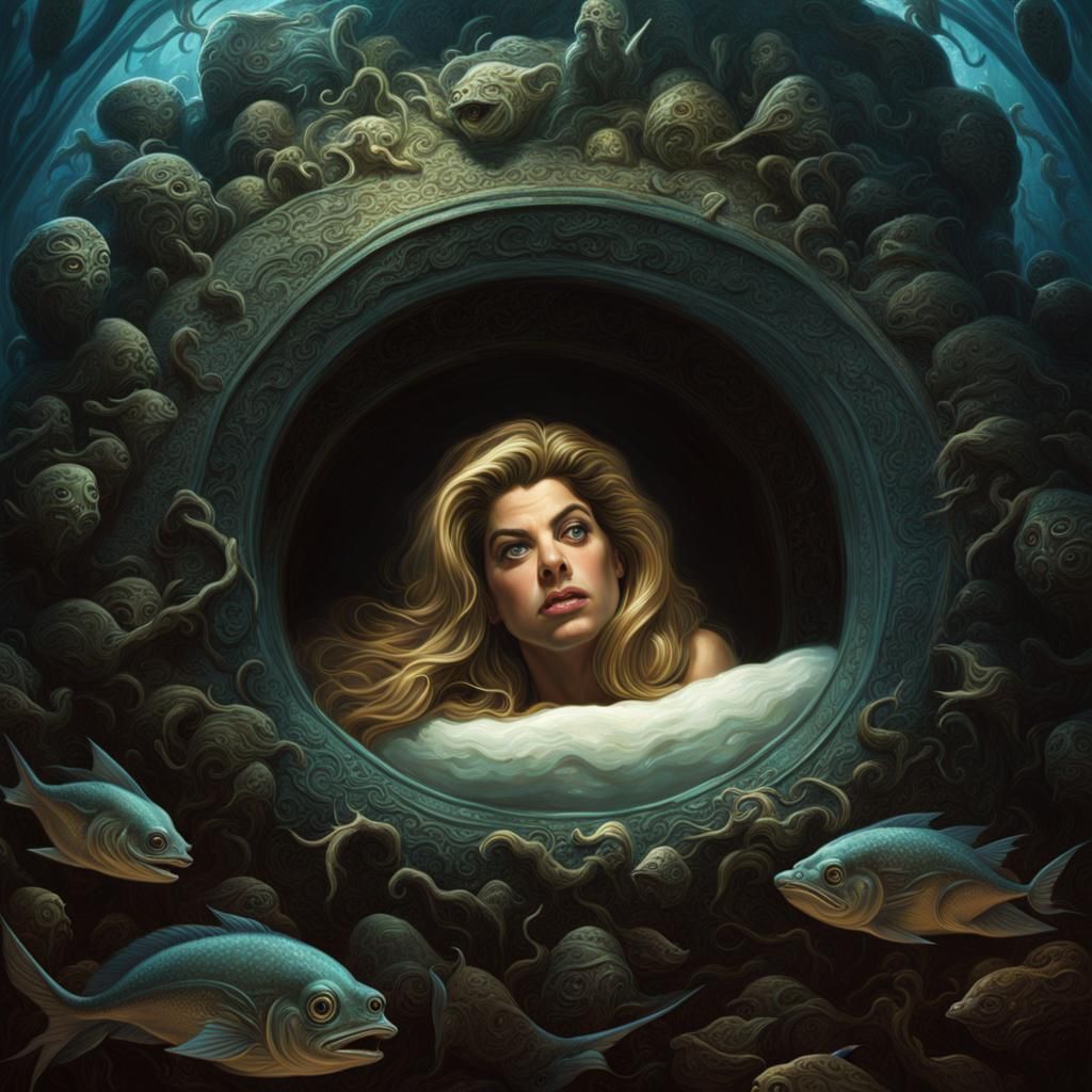 Young Kirstie Alley laying inside an amoeba:1.4)