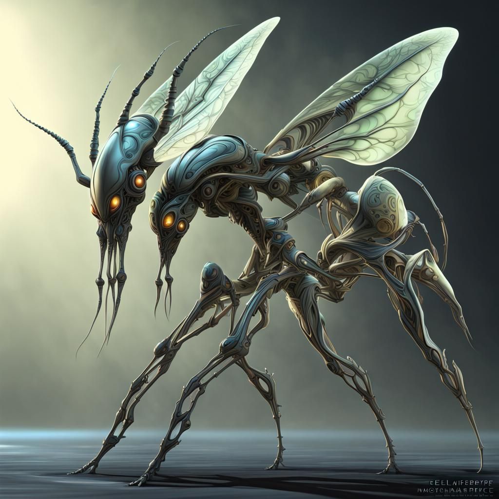 Fractal Exotic elegance biomechanical insectoid alien queen ...
