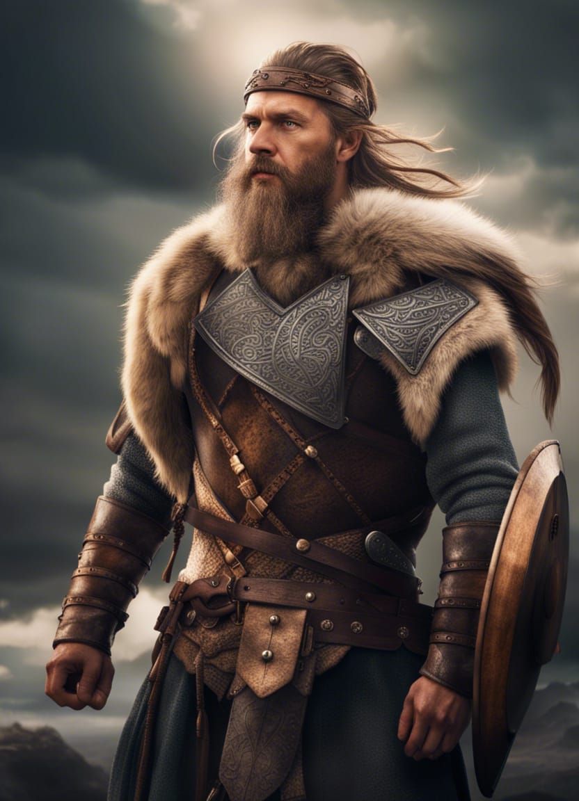 Fierce Viking warrior with Braided Beard and Braided Mustache. long ...