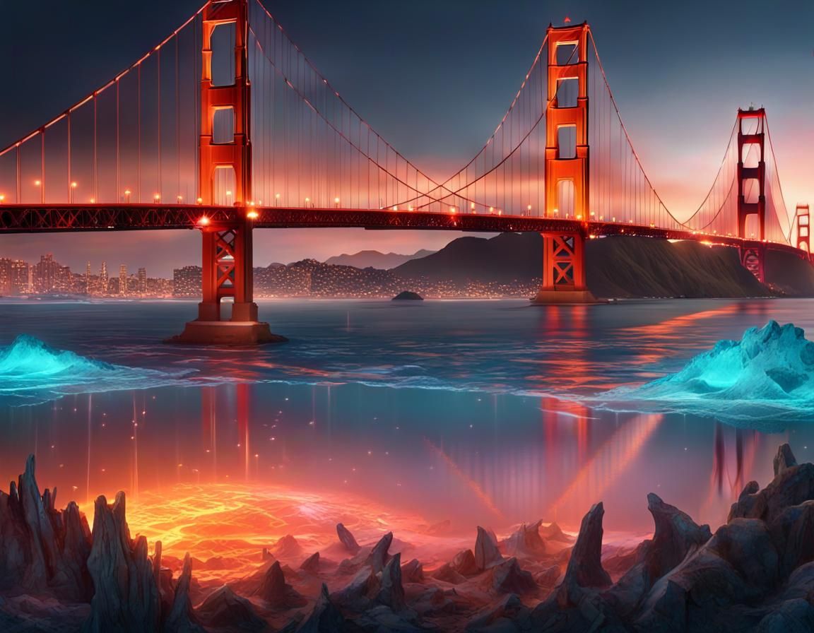 San Francisco in year 2323, earth is covered in deep water, submerged ...