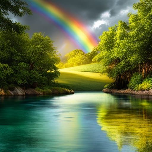 Rainbow over a mountain stream  by @BTMO