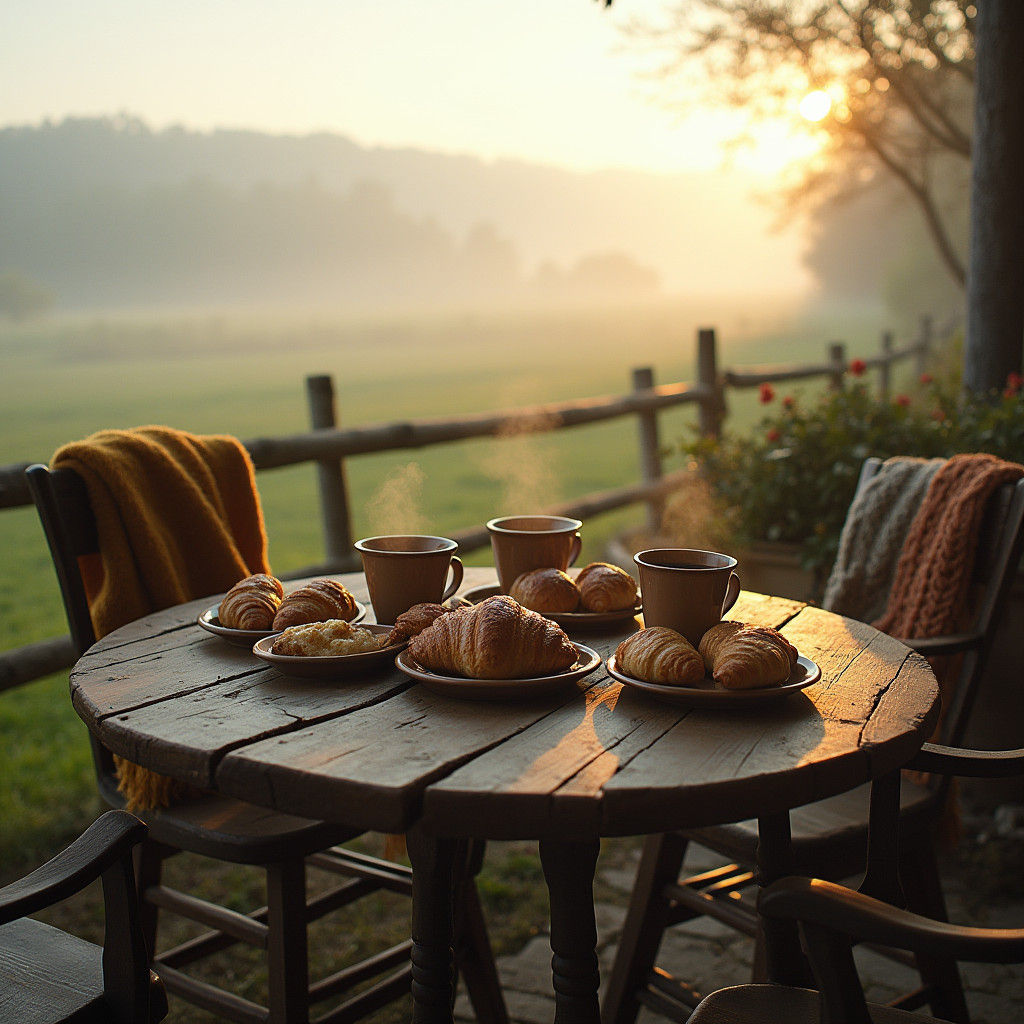 Rustic Cafe Scene in Cinematic Style