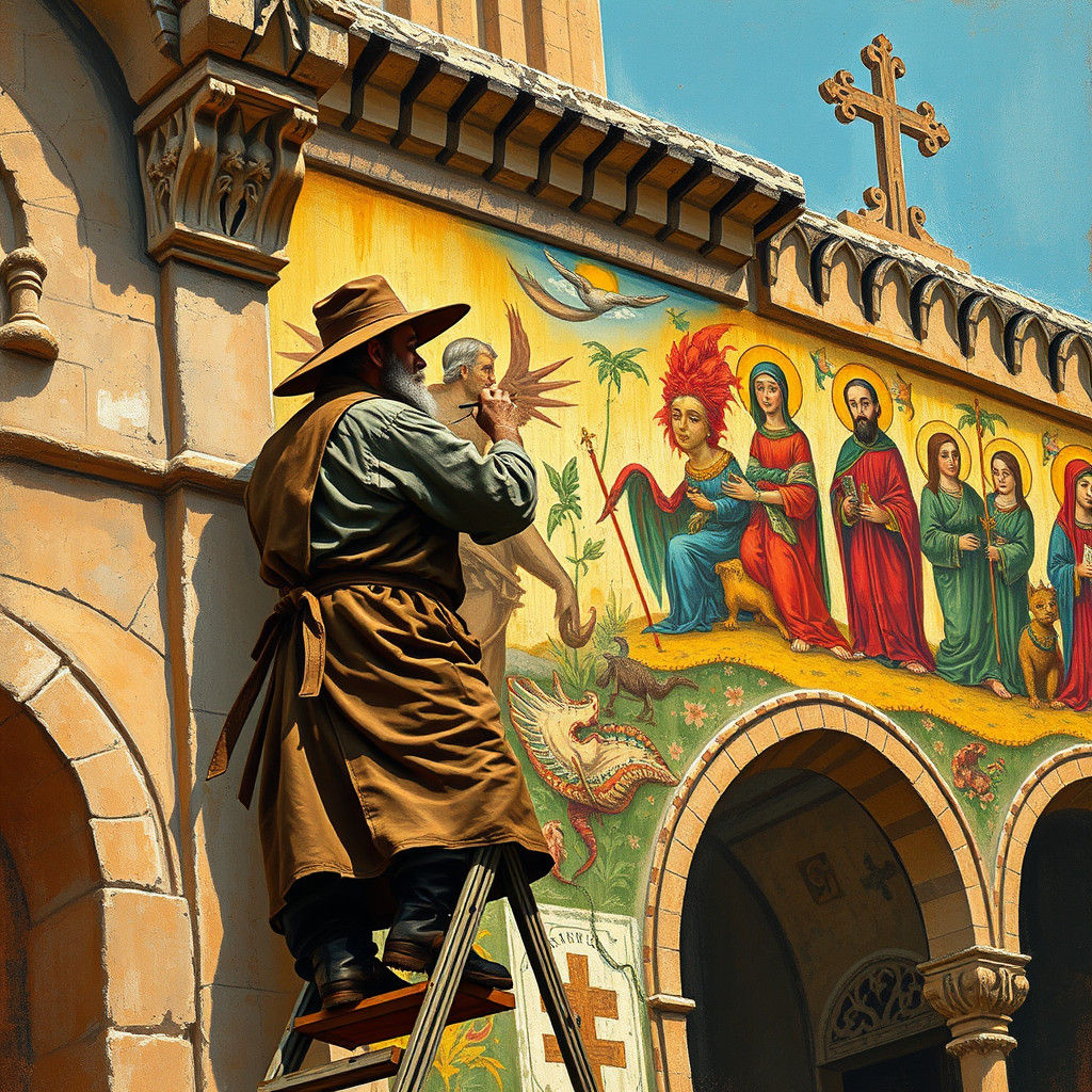 A medieval street artist  by @Runway Lights 