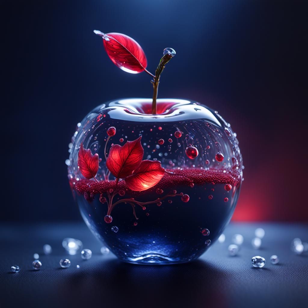 (One:1.5)beautiful crystal apple , intricately crafted, stai...