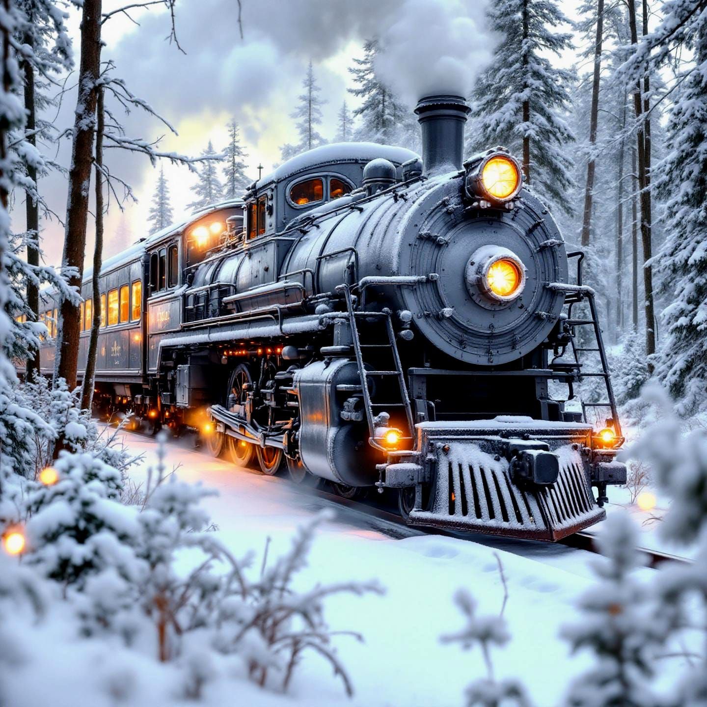 A Frosty, Snowy Vintage Steam Train