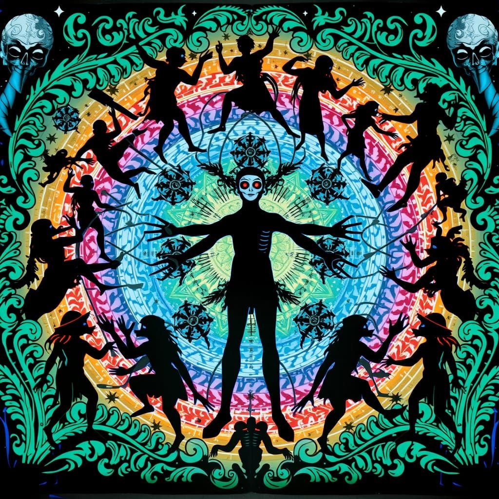 Vibrant Holographic Portrait in Dayglo Color