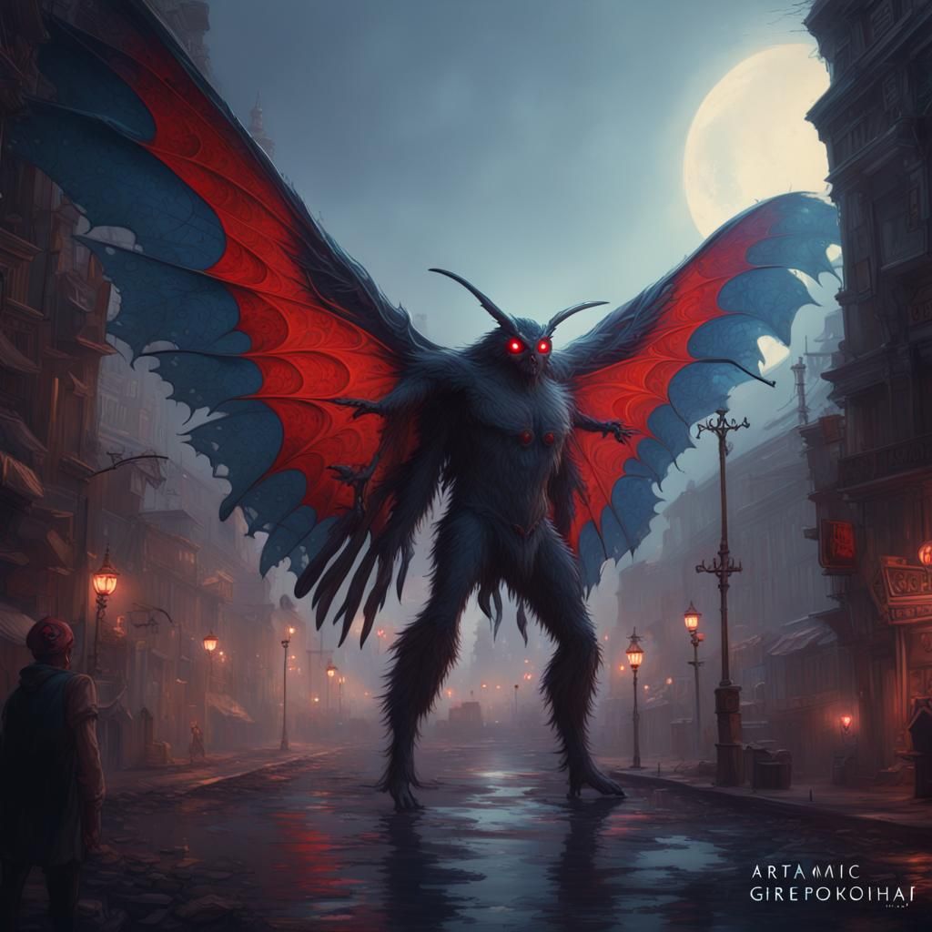 Mothman a masterpiece, 8k resolution, dark fantasy concept a...