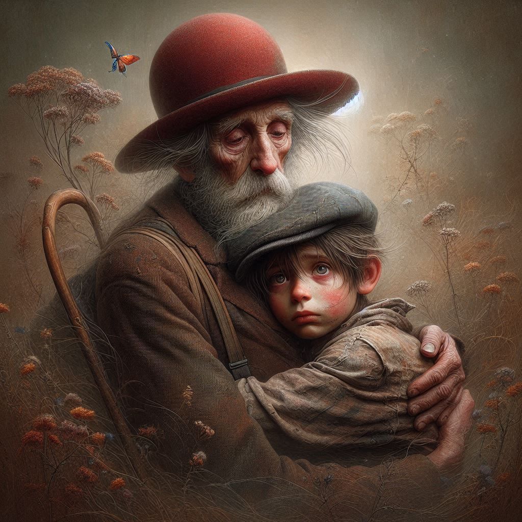 Give me a hug, dear grandfather 👍👍😁