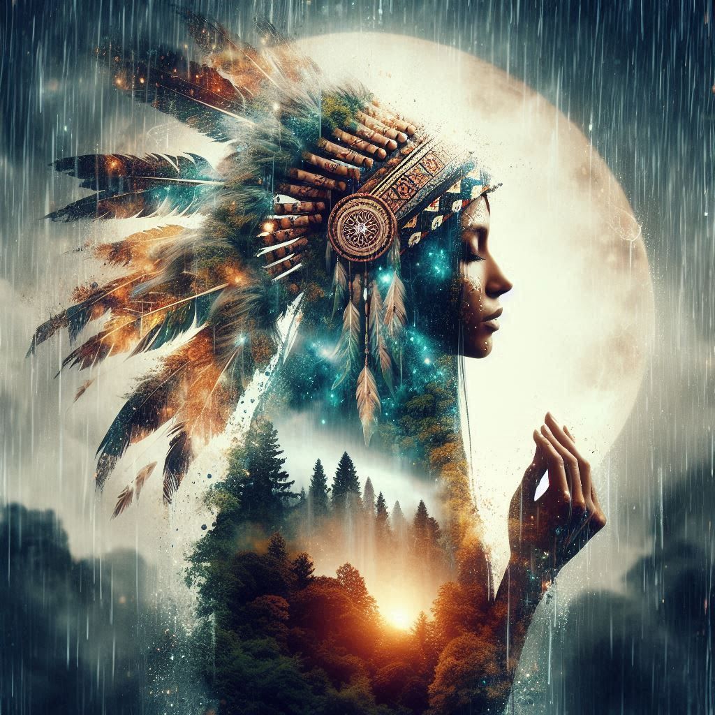 double exposure beautiful fantasy DALL-E 3 portrait landscape..