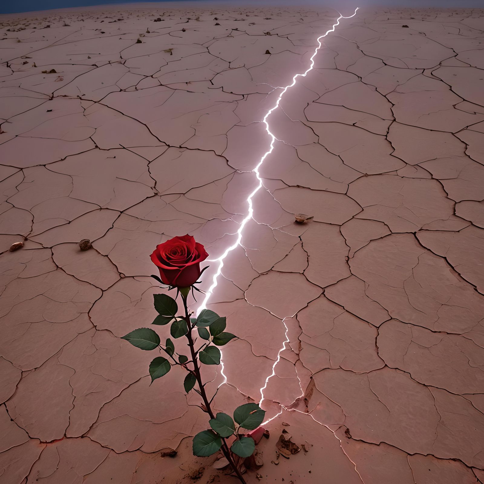 Lightning Strikes Rose in Desert Storm
