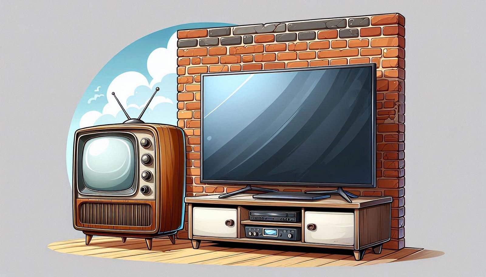 Black and White from the past next to its Future Offspring