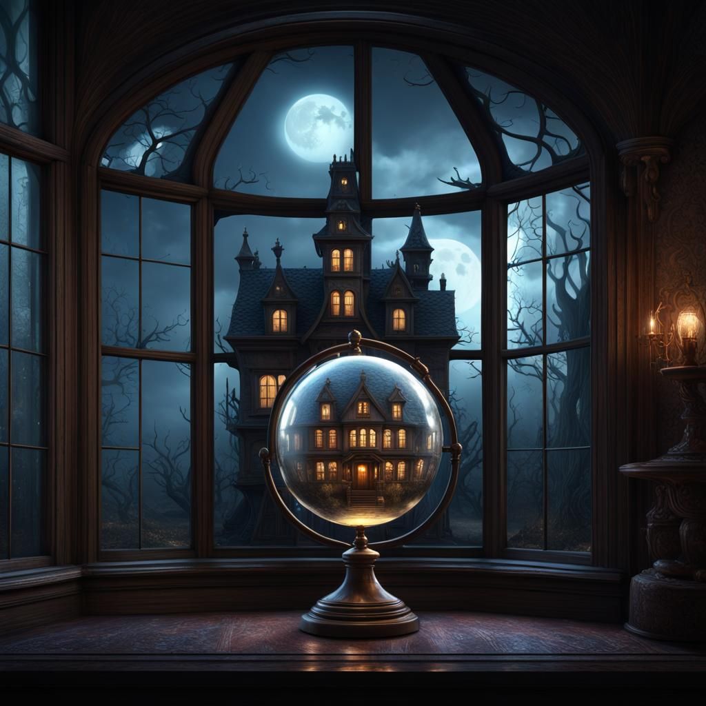 Haunted House in the Glass Globe