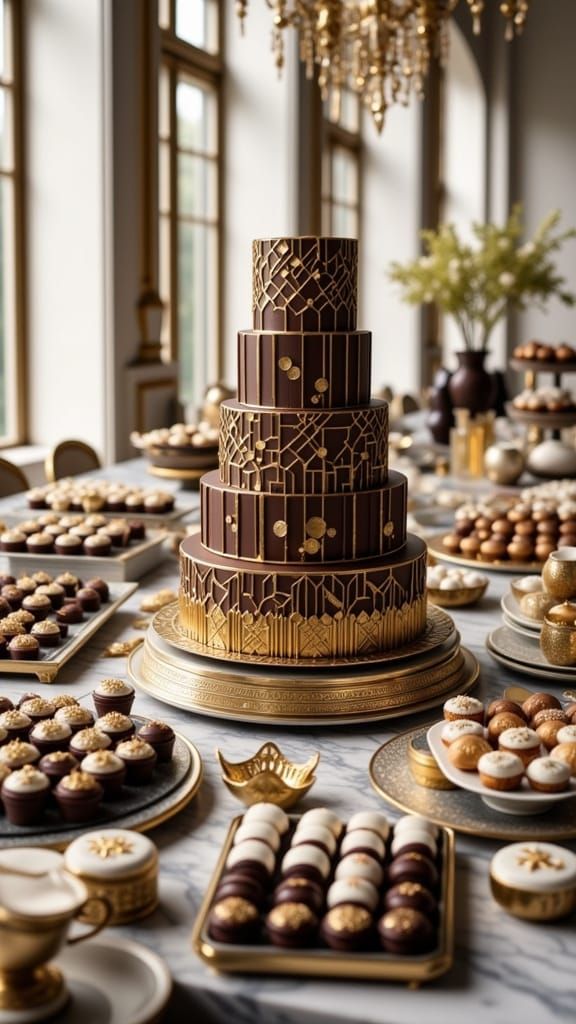 Art Deco Chocolate Dessert Table  by @weirdlittlelady