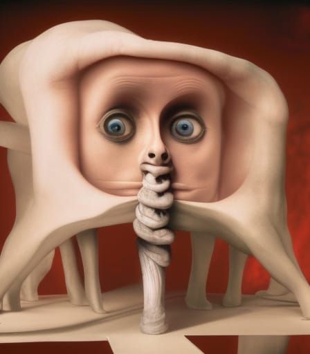 Surreal Worm Twins Stopmotion Photograph