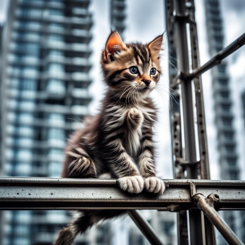 a kitten in the city
