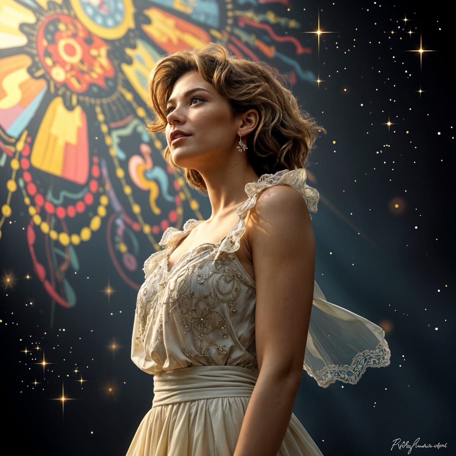 Woman Starstruck in Hyperrealistic Style