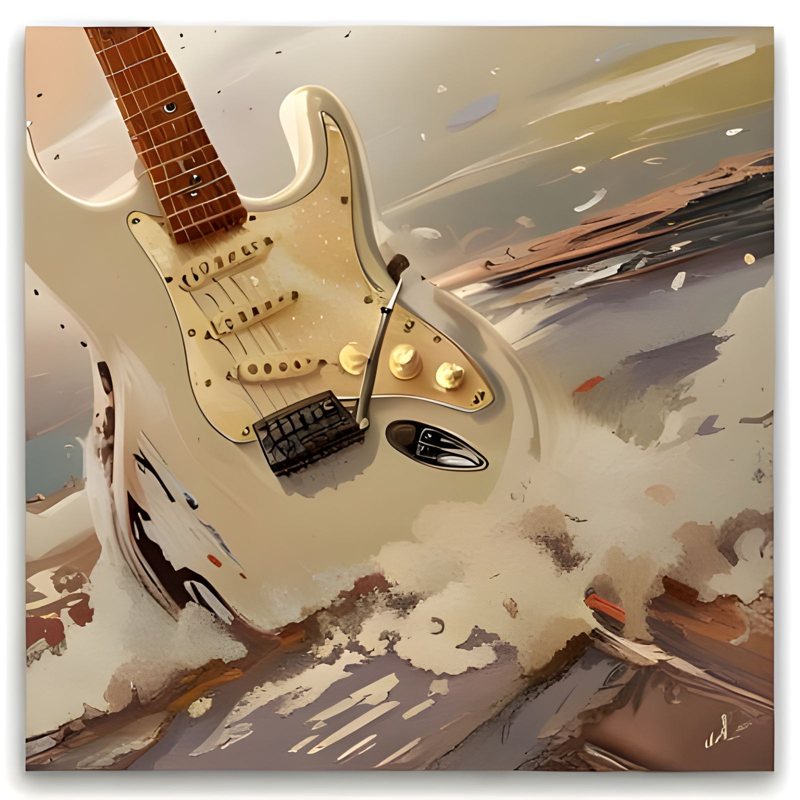 Abstract Fender Stratocaster AI Generated Artwork NightCafe Creator