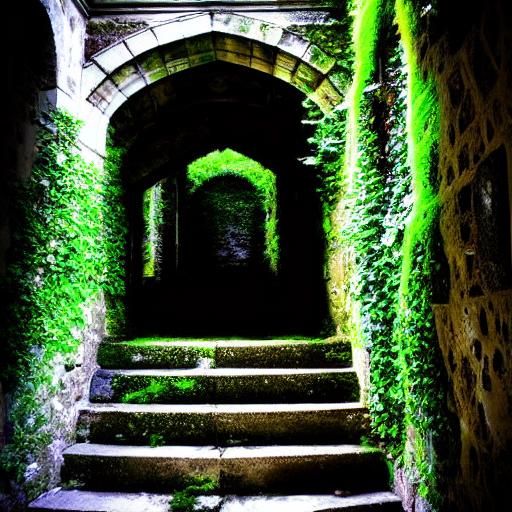 Forgotten Castle Hallway stairs ivy broken window cobwebs spiders rats  by @paradisegirl23