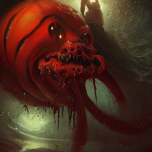 Octopie eating pie, deep ocean